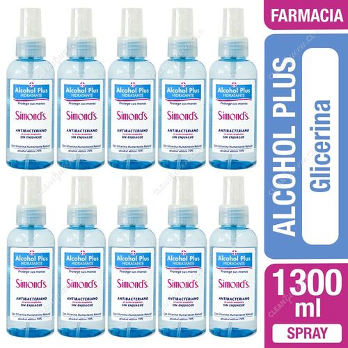 Alcohol Gel Plus con Glicerina Simond's Spray 10 x 130 ml