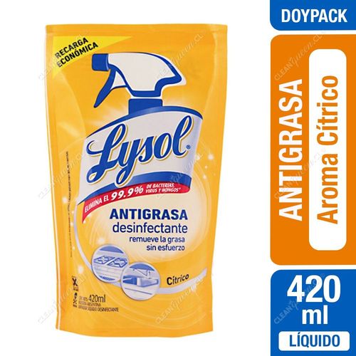 Antigrasa Desinfectante Lysol Aroma Cítrico Doypack 420 ml