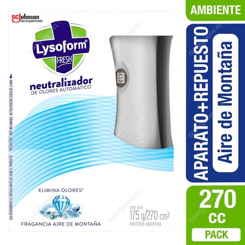 Aparato + Repuesto Aromatizante Neutralizador Olores Lysoform Aire de Montaña 270 cc