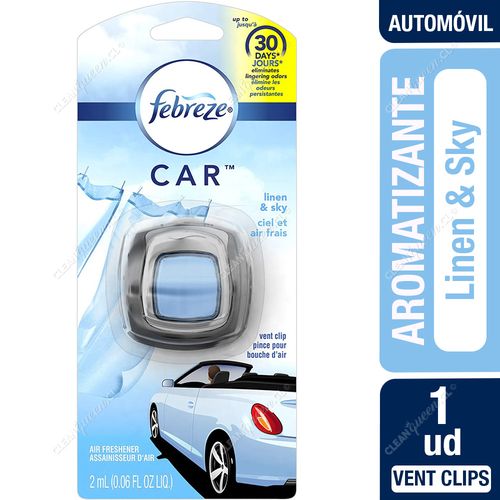 Aromatizante Automóvil Vent-Clips Febreze Linen & Sky 1 Unid