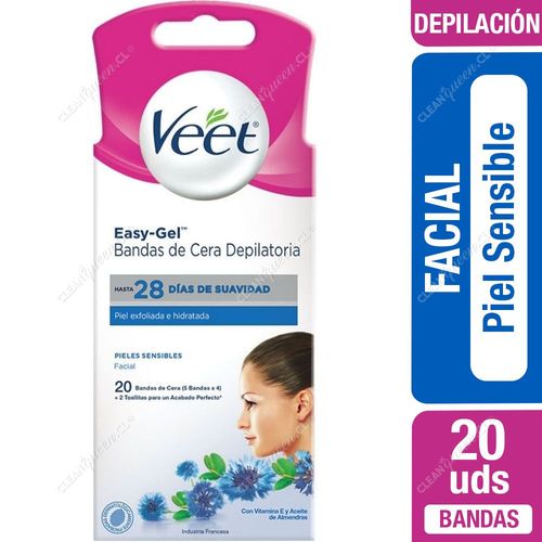 Bandas Depilatorias Facial Veet Piel Sensible 20 Unid