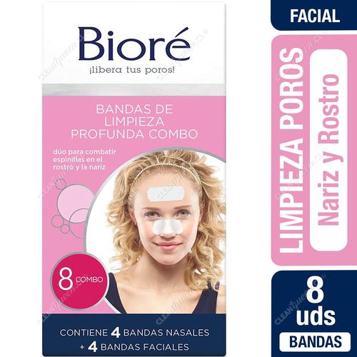 Bandas Nasales y Faciales Bioré Limpieza Profunda 8 Unid