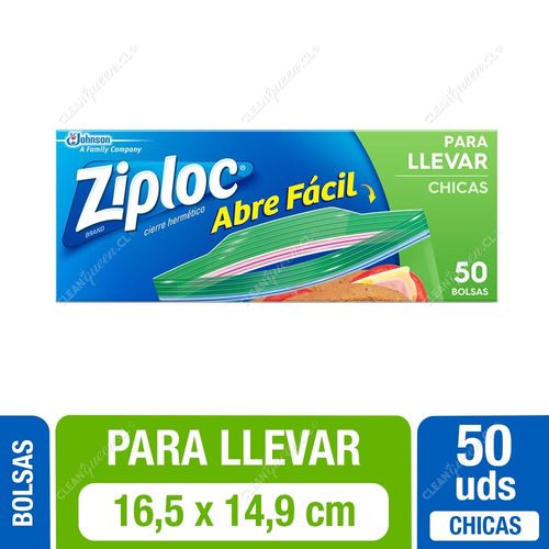 Bolsas Multiuso para Llevar Ziploc, Cierre Fácil Chicas, 50 Unid