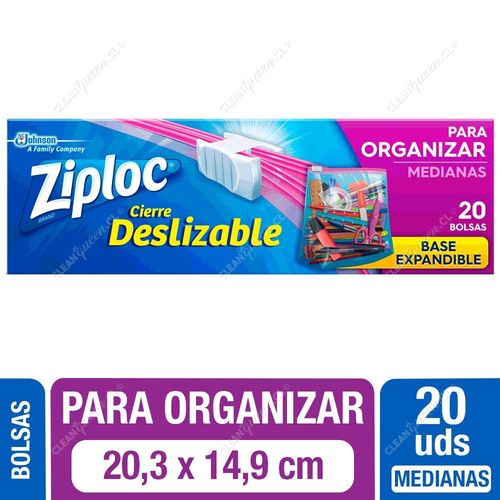 Bolsas Multiuso para Organizar Ziploc, Cierre Deslizable Medianas, 20 Unid