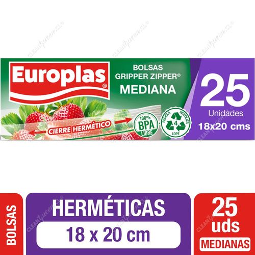 Bolsas Herméticas Gripper Zipper Europlas Medianas 25 Unid