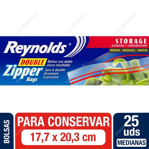 Bolsas Herméticas Para Conservar Reynolds Doble Cierre Medianas 25 Unid