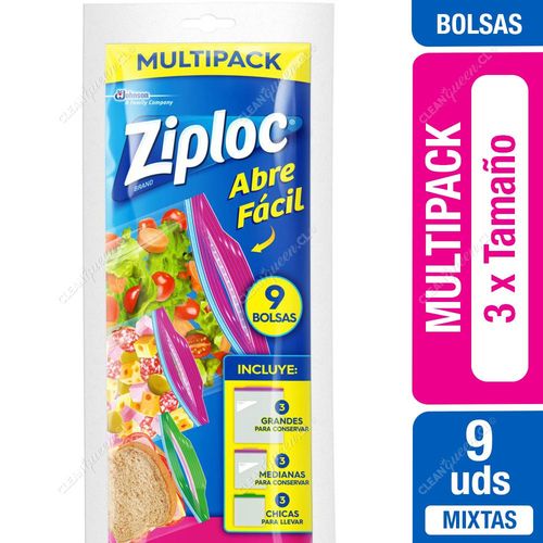 Bolsas Multipack Ziploc, Cierre Fácil Tamaño Mixto, 9 Unid