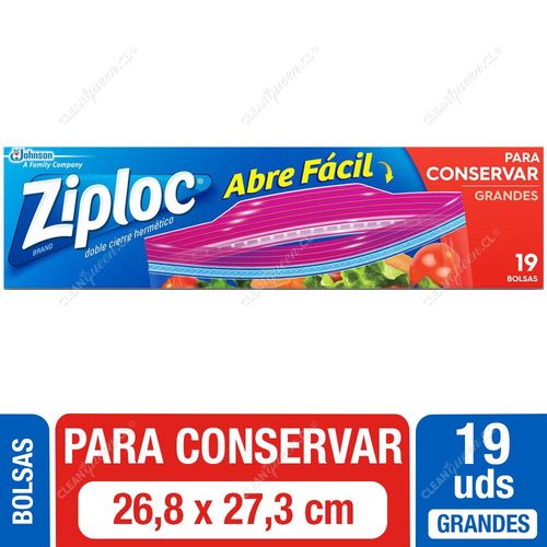 Bolsas Multiuso para Conservar Ziploc, Cierre Fácil Grandes, 19 Unid