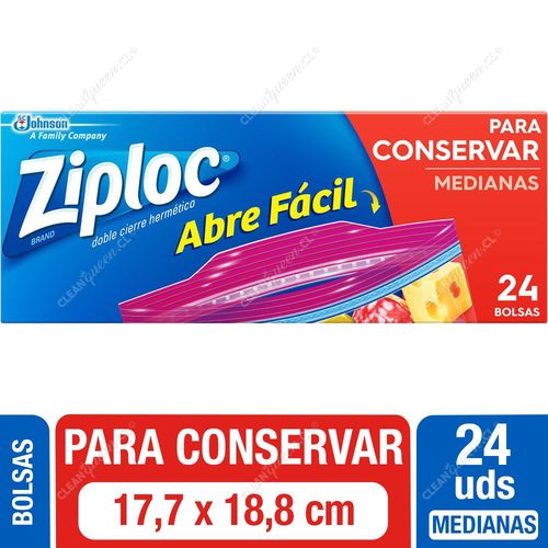 Bolsas Multiuso para Conservar Ziploc, Cierre Fácil Medianas, 24 Unid