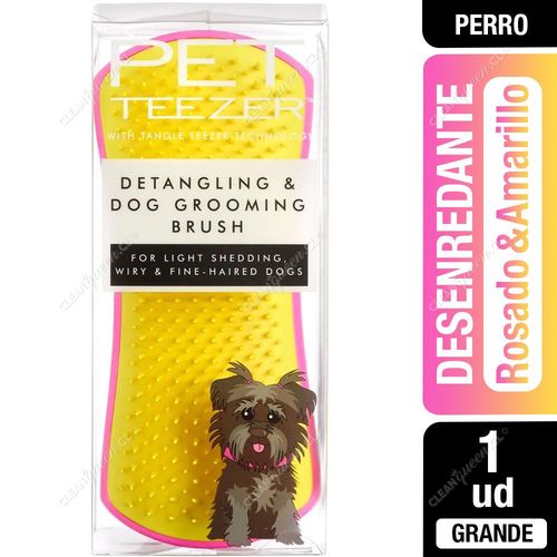 Cepillo Desenredante Pet Teezer Rosado & Amarillo Grande 1 Unid