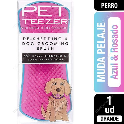 Cepillo Muda Pelaje Pet Teezer Azul & Rosado Grande 1 Unid