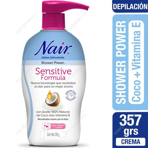 Crema Depiladora Shower Power Nair Aceite de Coco y Vitamina E 357 g