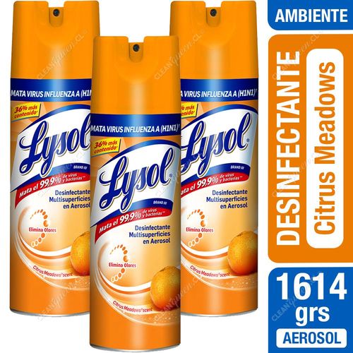 Desinfectante Ambiental Lysol Aerosol Citrus Meadows 3 x 538 g