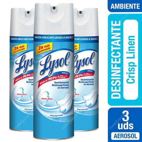 Desinfectante Ambiental Lysol Aerosol Crisp Linen 538 g x 3 Unid