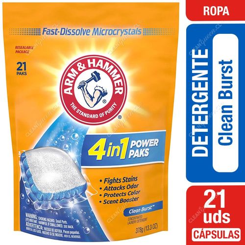 Detergente Cápsulas Arm & Hammer Clean Burst 21 Unid