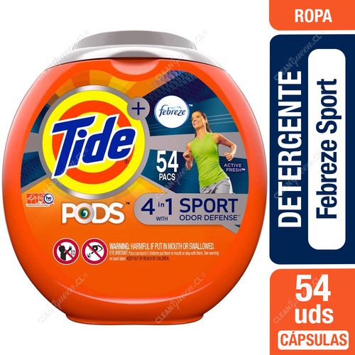 Detergente Cápsulas Tide Febreze Sport 54 Unid