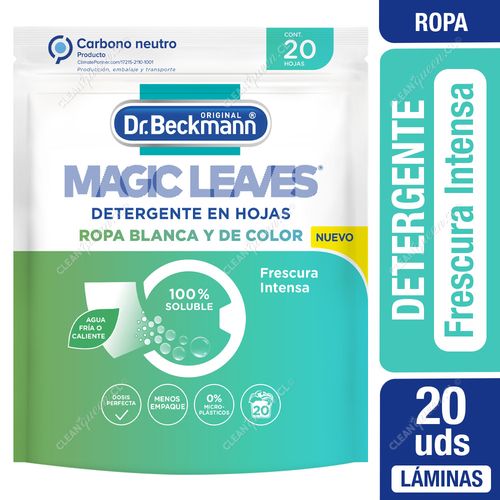 Detergente Láminas Magic Leaves Dr. Beckmann Frescura Intensa 20 Unid