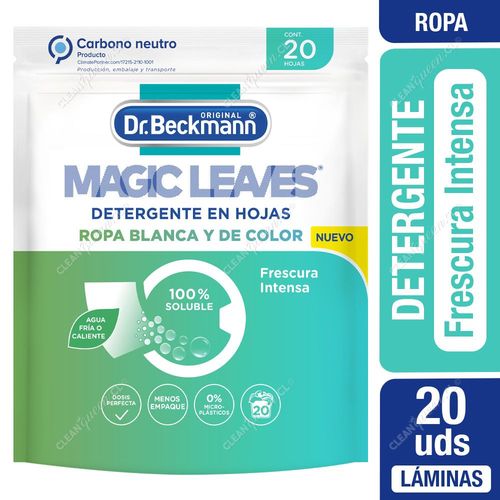 Detergente Láminas Magic Leaves Dr. Beckmann Frescura Intensa 20 Unid