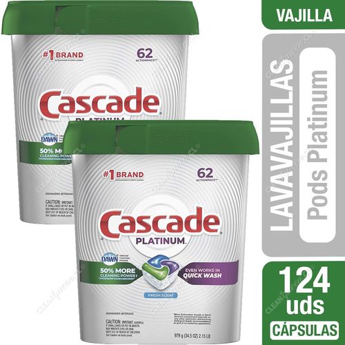 Detergente Lavavajillas Cápsulas Cascade Pods 2 x 62 Unid