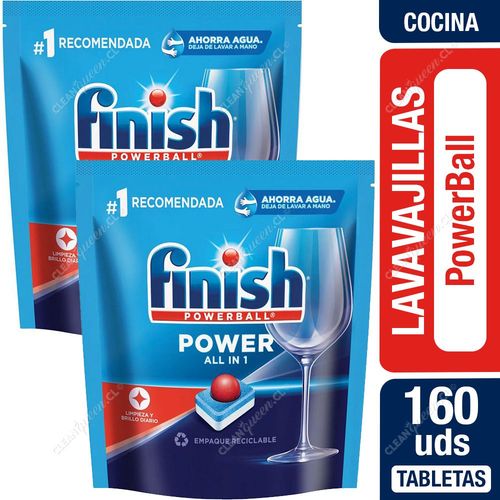 Detergente Lavavajillas Tabletas Finish Power 2 x 80 Unid