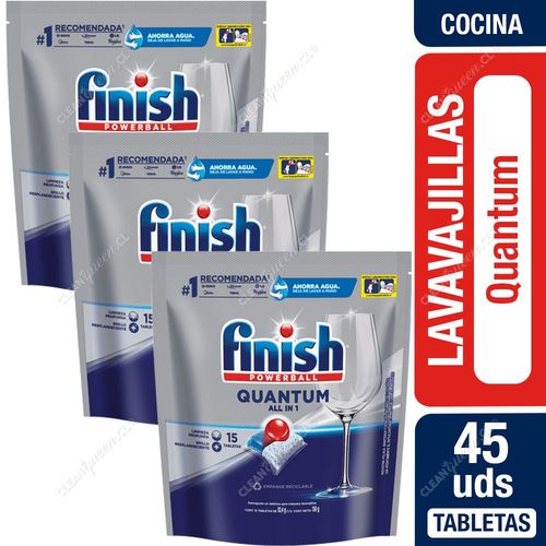 Detergente Lavavajillas Tabletas Finish Quantum 3 x 15 Unid