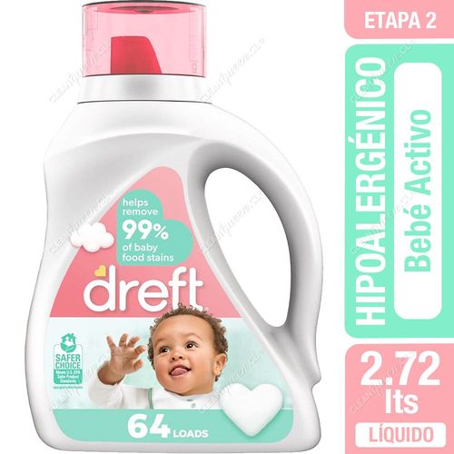 Detergente Líquido Hipoalargénico Dreft Etapa 2 - Bebé Activo 2.72 L