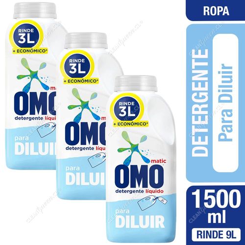 Detergente Líquido Omo Matic Para Diluir 3 x 500 ml Rinde 9 L