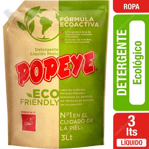 Detergente Líquido Popeye Eco Friendly Doypack 3 L