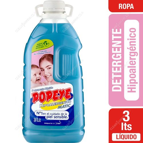 Detergente Líquido Popeye Hipoalergénico 3 L