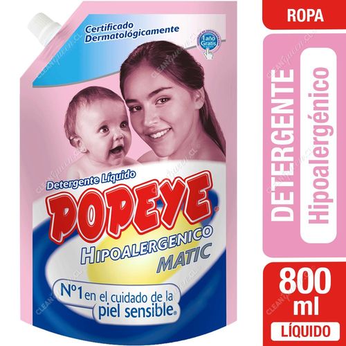 Detergente Líquido Popeye Hipoalergénico 800 ml