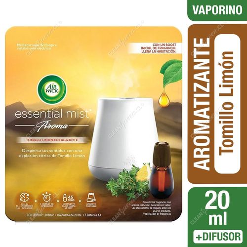 Difusor + Repuesto Aromatizante Vaporino Air Wick Tomillo Limón 20 ml