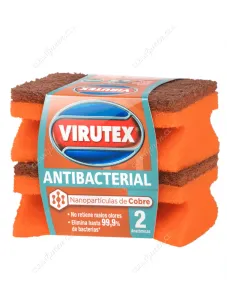 Esponja Acanalada Cobre Virutex Antibacterial 2 Unid