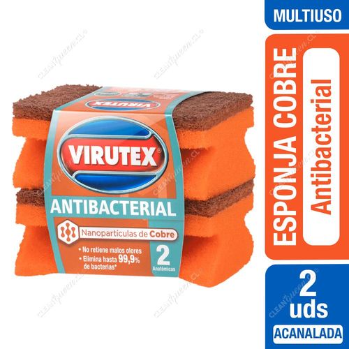 Esponja Acanalada Cobre Virutex Antibacterial 2 Unid