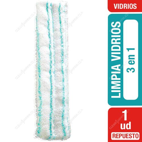 Funda Limpia Vidrios 3 en 1 Leifheit Microfibra y Goma Flexible Repuesto 1 Unid