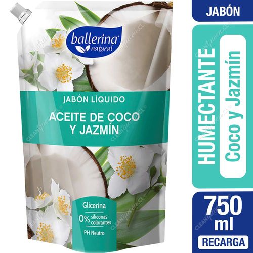 Jabón Líquido Ballerina Aceite de Coco y Jazmín Recarga 750 ml