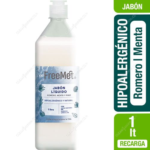 Jabón Líquido Natural Romero Menta y Pino Freemet Recarga 1 L