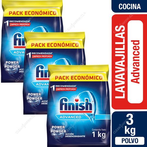 Lavavajilla Finish Detergente en Polvo Pack Económico 3 x 1 Kg