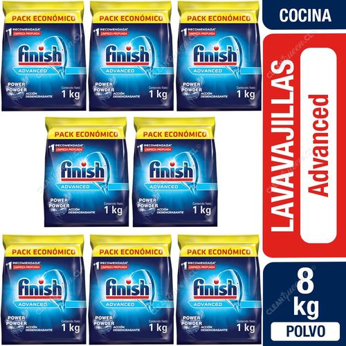 Lavavajilla Finish Detergente en Polvo Pack Económico 8 x 1 Kg