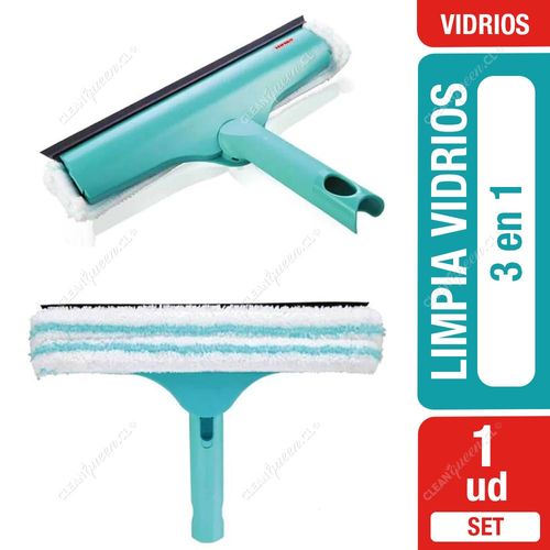 Limpia Vidrios 3 en 1 Leifheit Microfibra y Goma Flexible 1 Unid