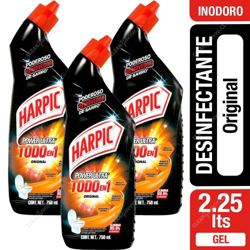 Limpiador Desinfectante Inodoro Harpic Max Power Original 3x 750 ml