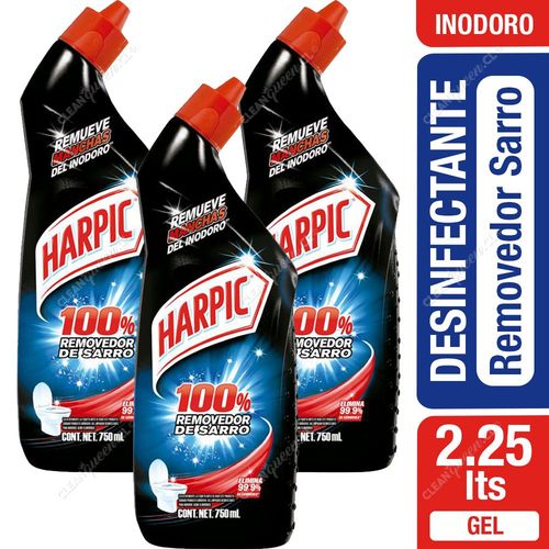 Limpiador Desinfectante Inodoro Harpic Removedor de Sarro 3 x 750 ml