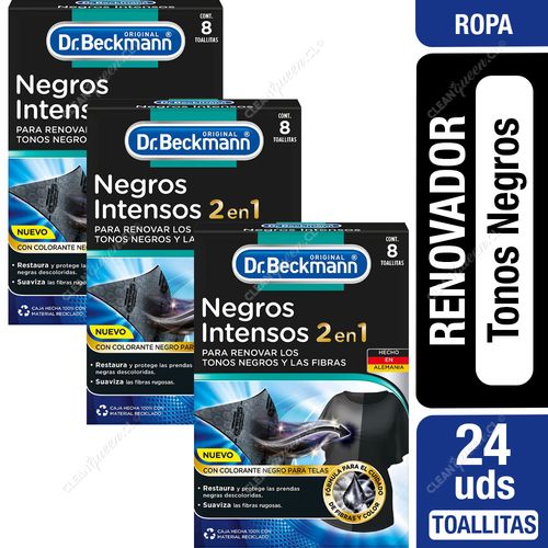 Negros Intensos en Toallitas Dr. Beckmann 3 x 8 Unid