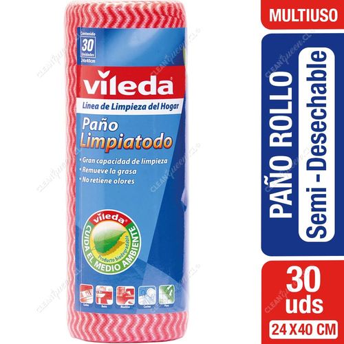 Paño Limpiatodo Semi - Desechable Rollo Vileda 30 Unid