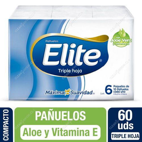 Pañuelo Compacto Elite con Aloe Vera y Vitamina E, 6 Unid. 10 Pañuelos c/u