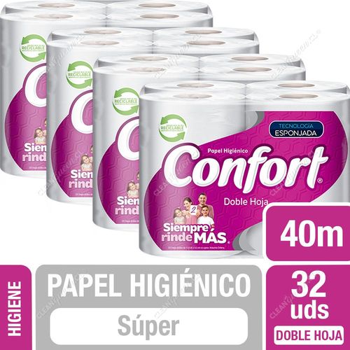 Papel Higiénico Confort Súper Doble Hoja 40 mts c/u 32 Unid