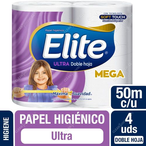 Papel Higiénico Elite Ultra Doble Hoja 4 Unid 50 metros c/u