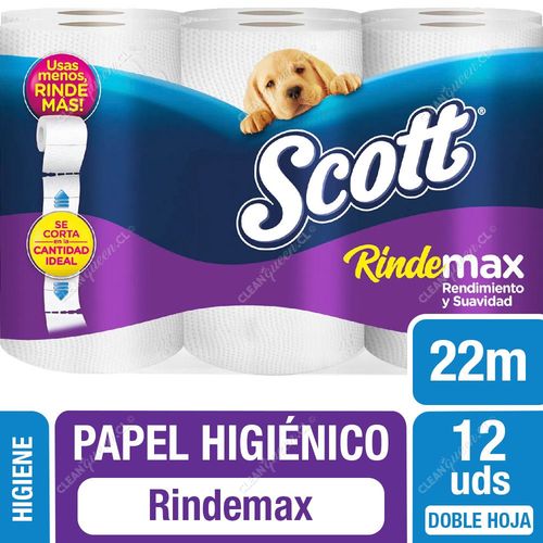 Papel Higiénico Scott Rindemax Doble Hoja 12 Unid 22 m c/u