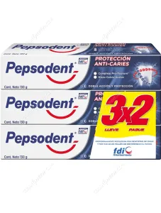 Pasta Dental Protección Anticaries Pepsodent 130 g  c/u 3 Unid