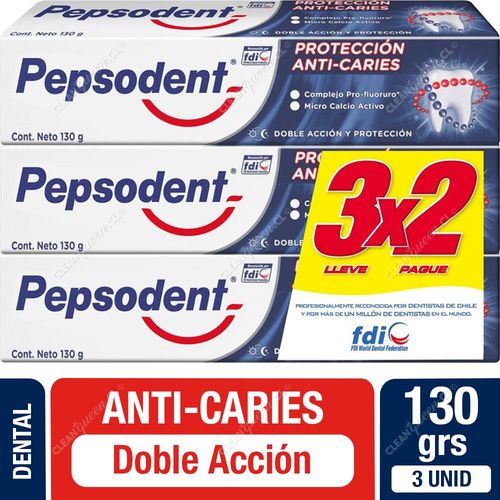 Pasta Dental Protección Anticaries Pepsodent 130 g  c/u 3 Unid