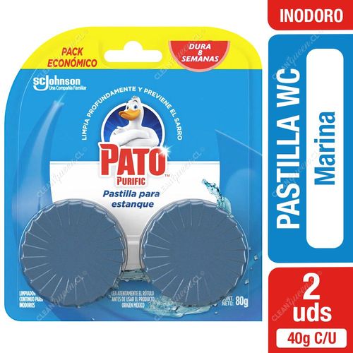 Pastilla Estanque Inodoro Pato Purific Marina 40 g c/u 2 Unid